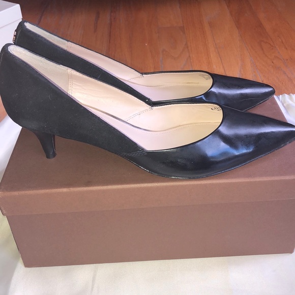 Coach Chambers Box Calf Black Suede Mid Heels / 7 - Picture 6 of 8